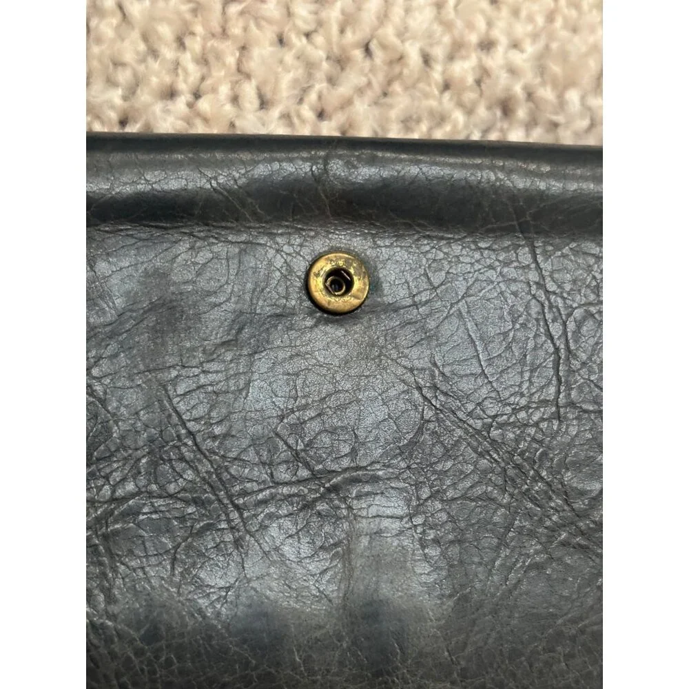 Balenciaga Black Leather Continental Wallet With Zippered Pocket & Snap Closure - Picture 8 of 13